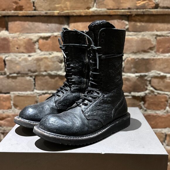 Rick Owens Combat Boots – Blistered Leather – 45492 – Size EU 41 / US 8 - Picture 2 of 11